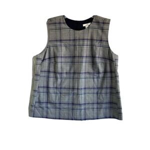 Lewit Top Sleeveless Plaid Shell NWT Women's Size 1 1x 42" Bust Exposed Zipper